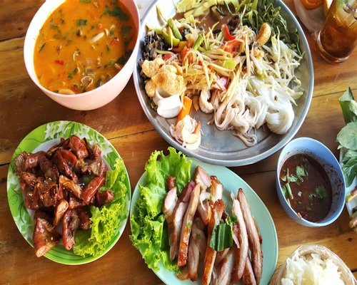 simple homemade Thai style meal on a table